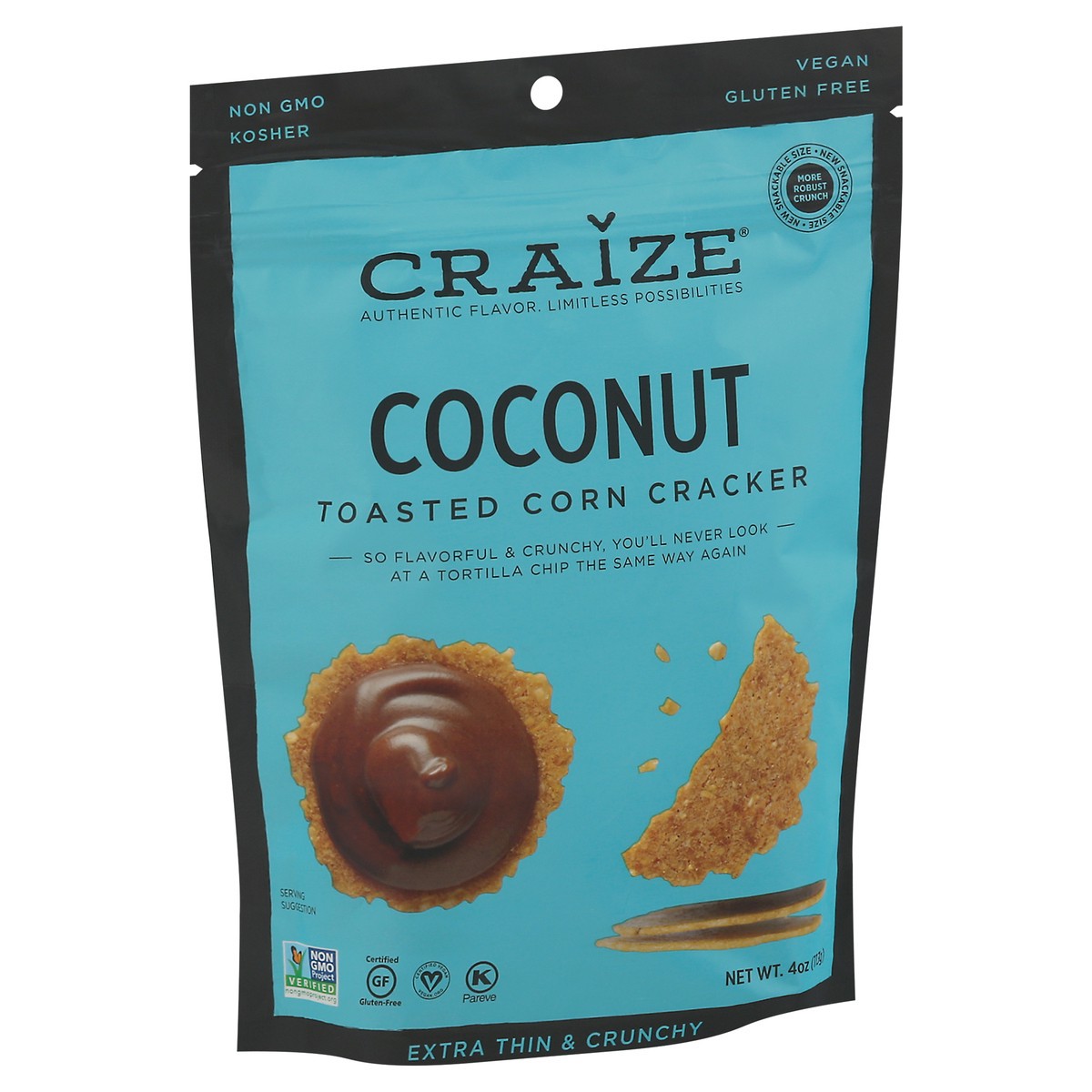 slide 2 of 9, Craize Toasted Snack Coconut Corn Crackers 4 oz, 4 oz