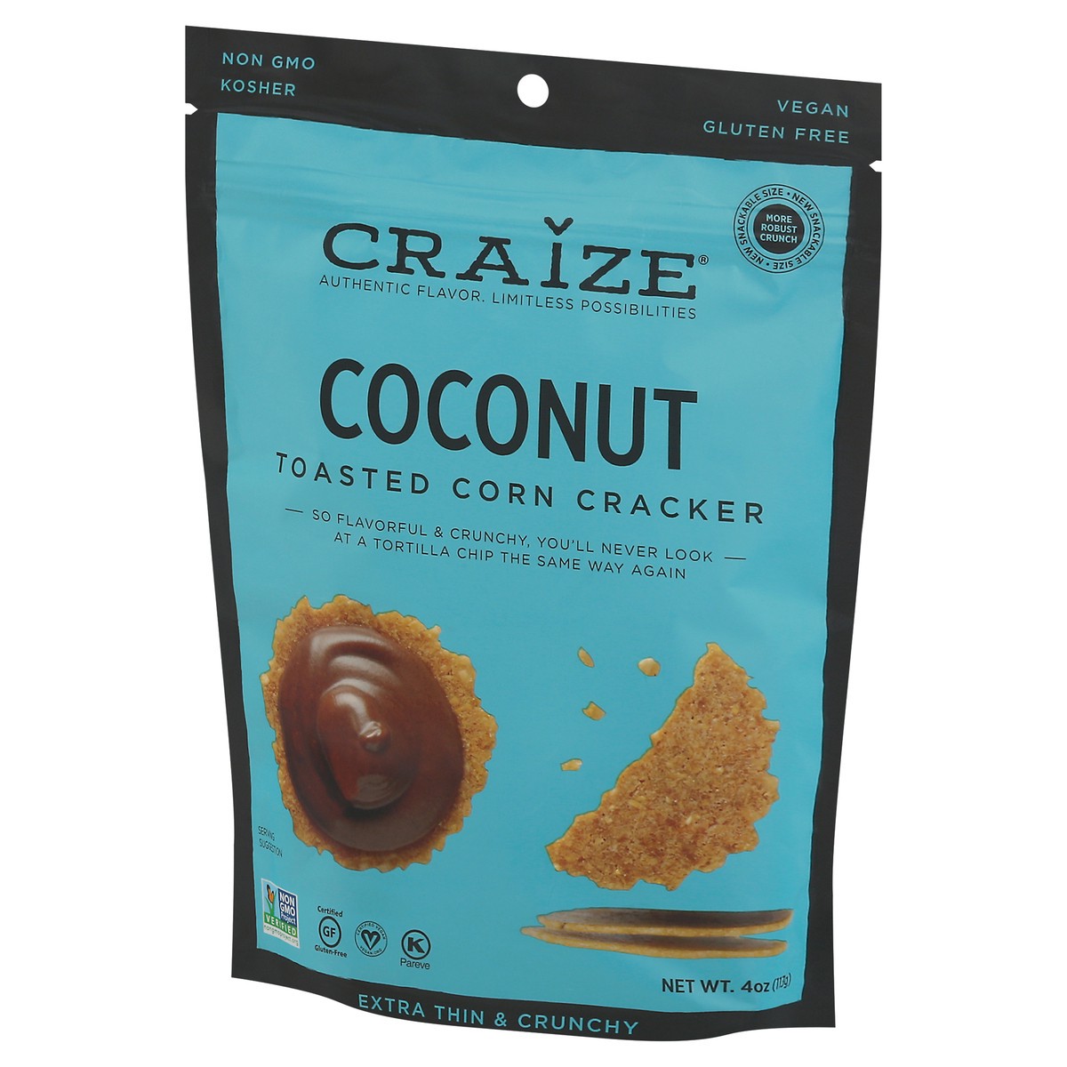 slide 3 of 9, Craize Toasted Snack Coconut Corn Crackers 4 oz, 4 oz