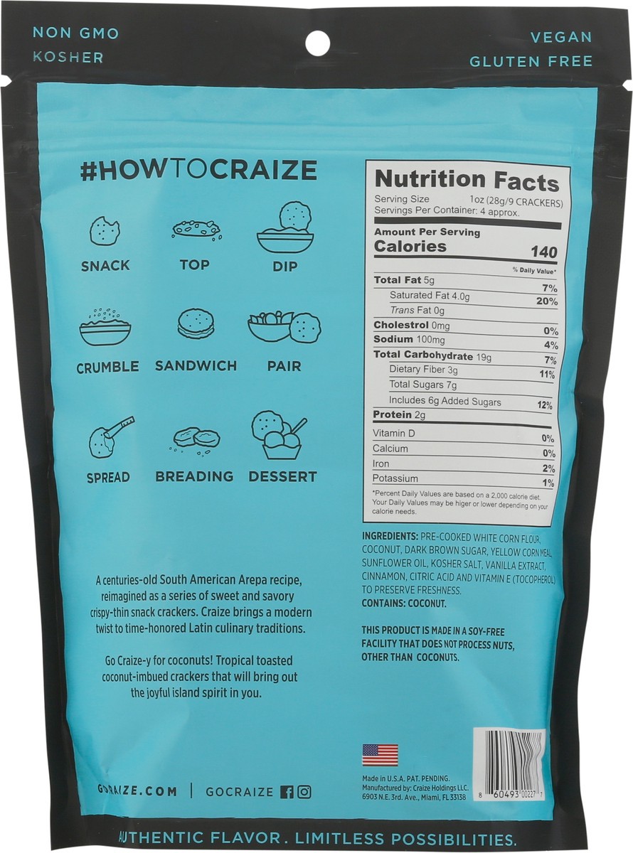 slide 5 of 9, Craize Toasted Snack Coconut Corn Crackers 4 oz, 4 oz