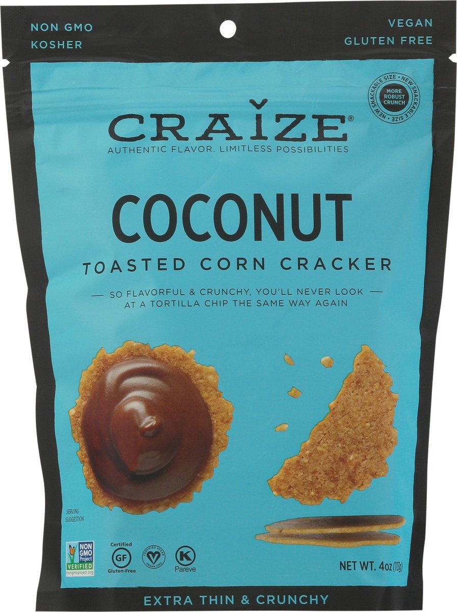 slide 6 of 9, Craize Toasted Snack Coconut Corn Crackers 4 oz, 4 oz