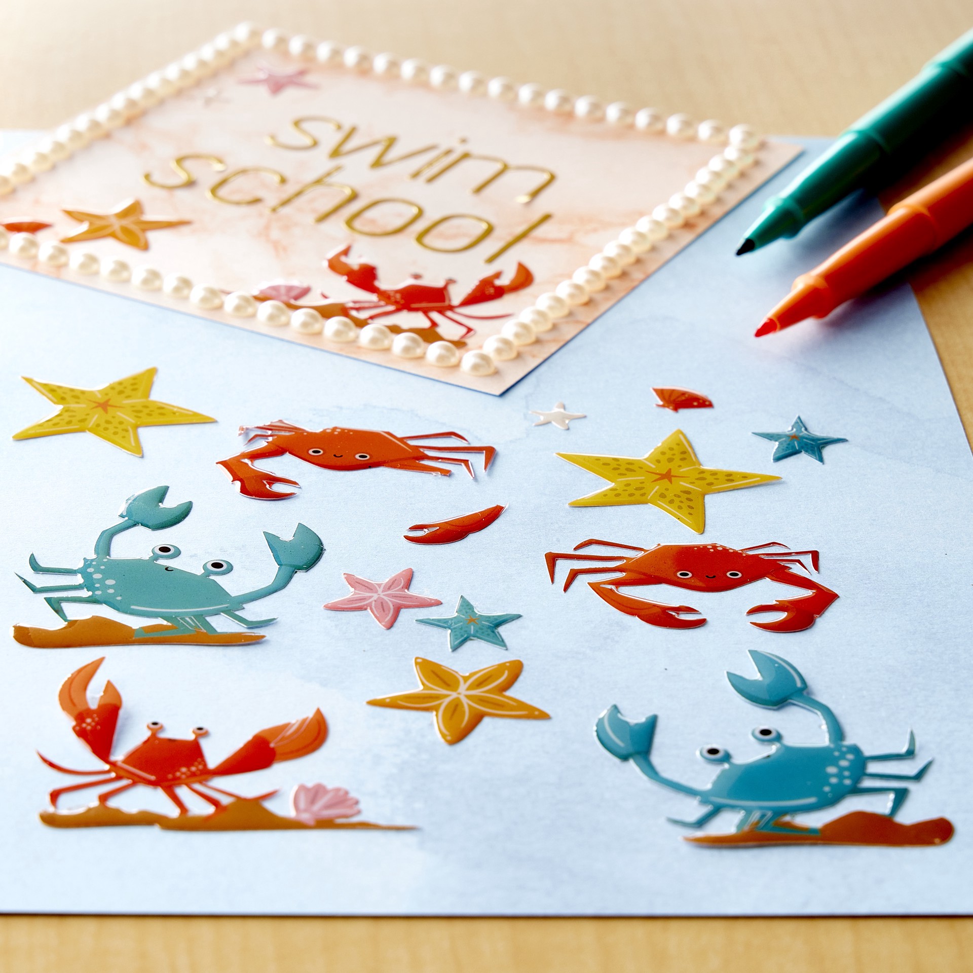 slide 2 of 3, Crabs & Starfish Stickers By Recollections, 3.75 in x 6.75 in