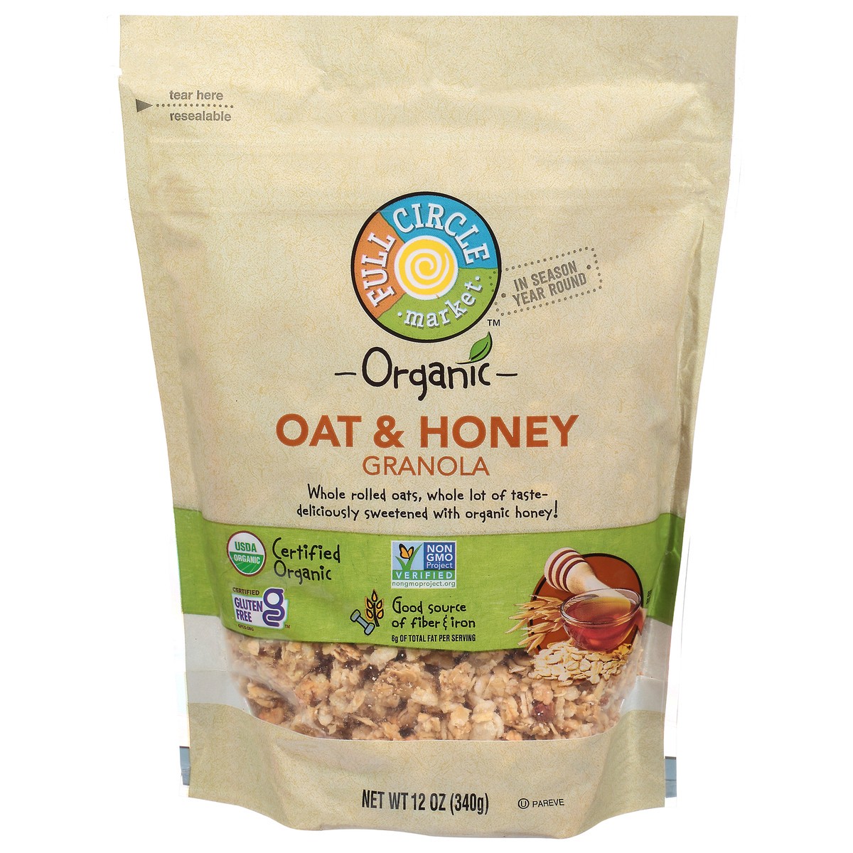 slide 1 of 14, Full Circle Market Organic Oat & Honey Granola 12 oz, 12 oz