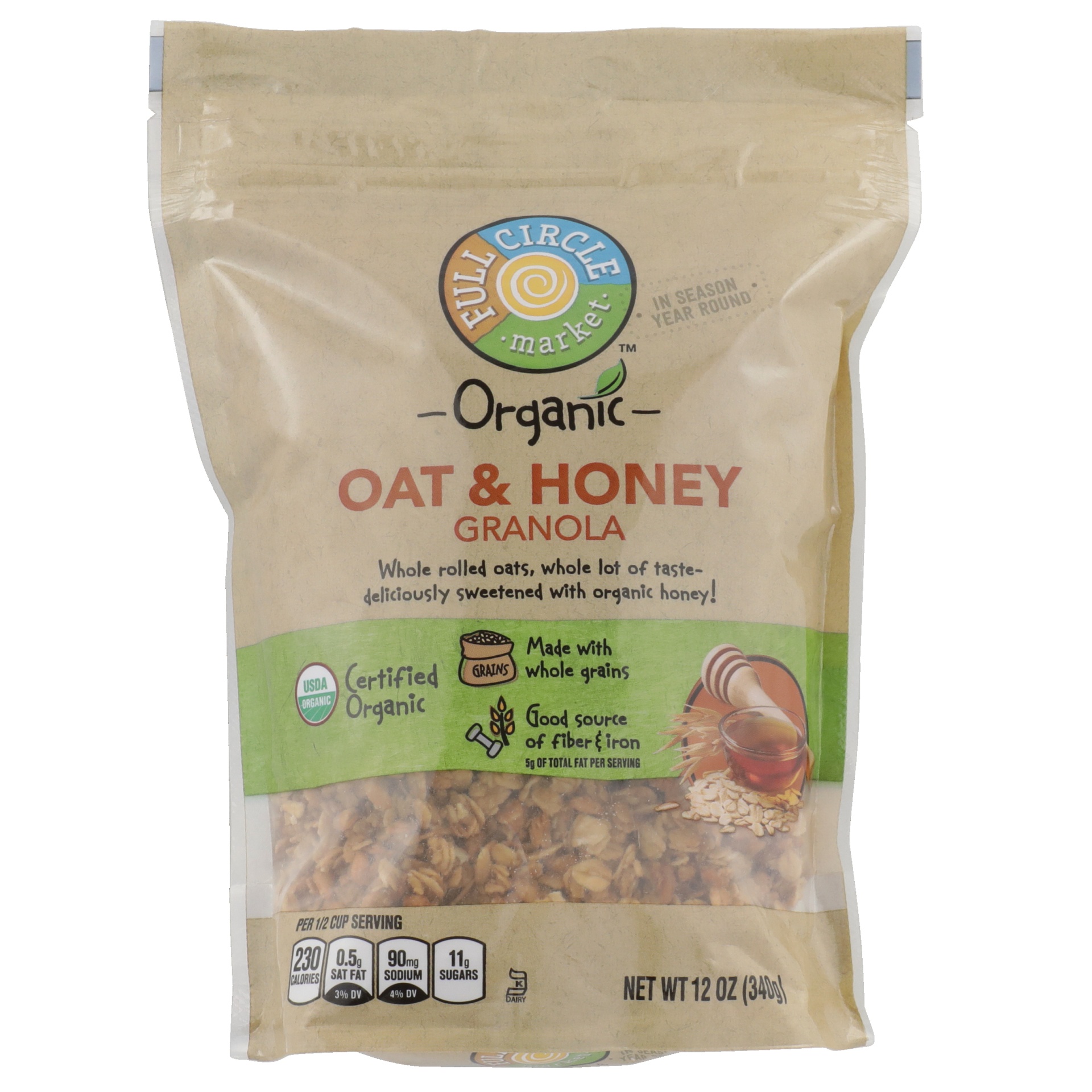 slide 1 of 6, Full Circle Market Organic Granola Oat & Honey, 12 oz