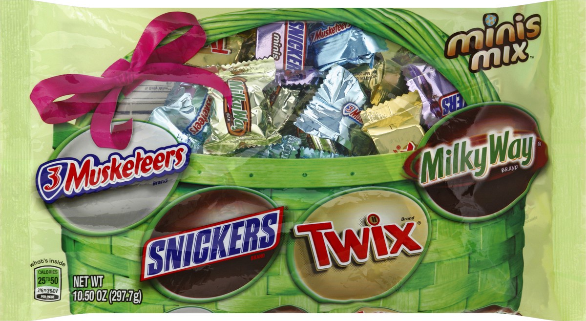 slide 5 of 6, Mixed TWIX, SNICKERS, MILKY WAY & 3 MUSKETEERS Chocolate Minis Size Easter Candy Variety Mix, 10.5-Ounce Bag, 10.5 oz