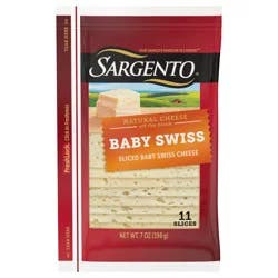 Sargento Sliced Baby Swiss Natural Cheese, 11 slices
