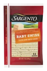 Sargento Sliced Baby Swiss Natural Cheese, 7 oz., 11 slices