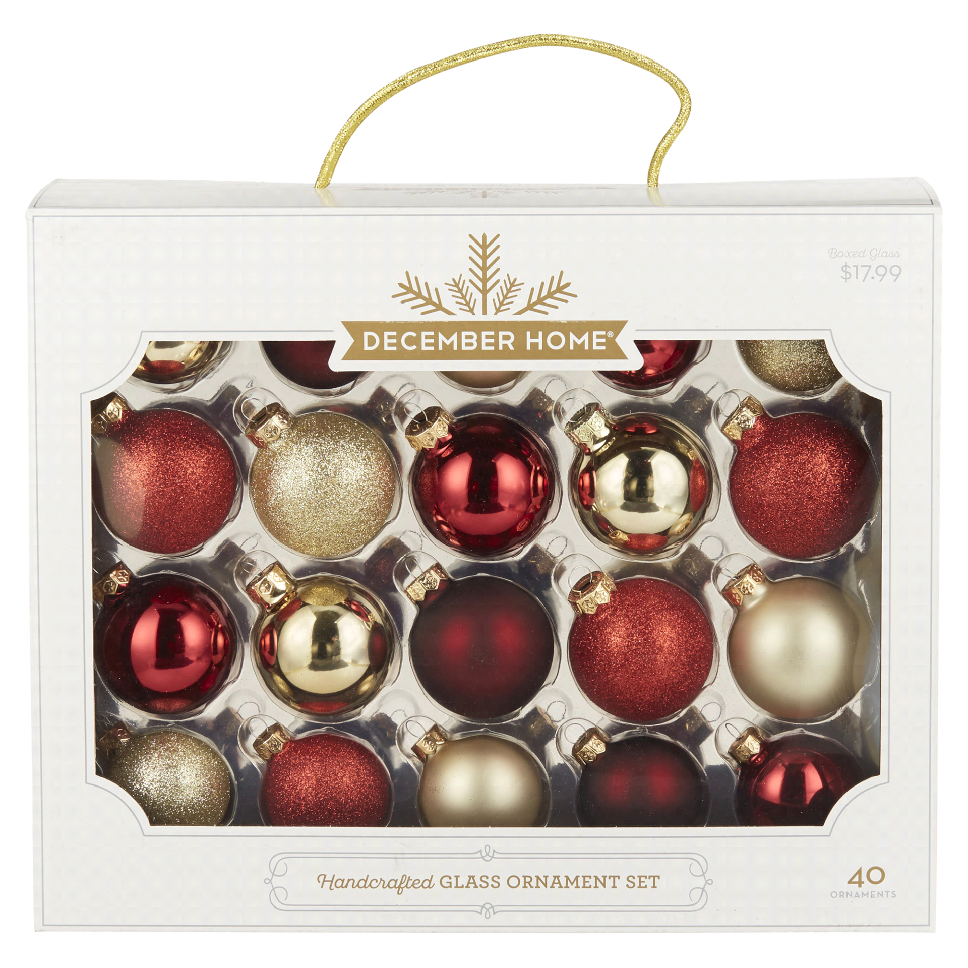 slide 1 of 1, December Home Glass Ornaments Red/Gold, 40 ct