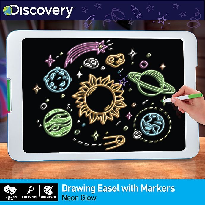Discovery Kids Drawing Light Designer Wide Screen Easel - White 1