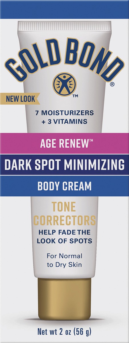 slide 4 of 7, Gold Bond Age Renew Dark Spot Minimizing Age Renew Body Cream, 2 oz., With No Bleaching Agents, 2 oz