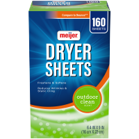 slide 2 of 5, Meijer Fabric Softener Dryer Sheets, Outdoor Clean scent, 160 ct