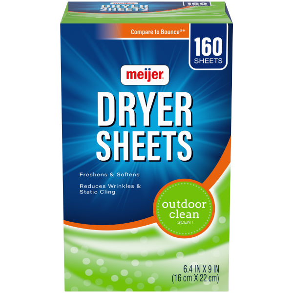 slide 4 of 5, Meijer Fabric Softener Dryer Sheets, Outdoor Clean scent, 160 ct