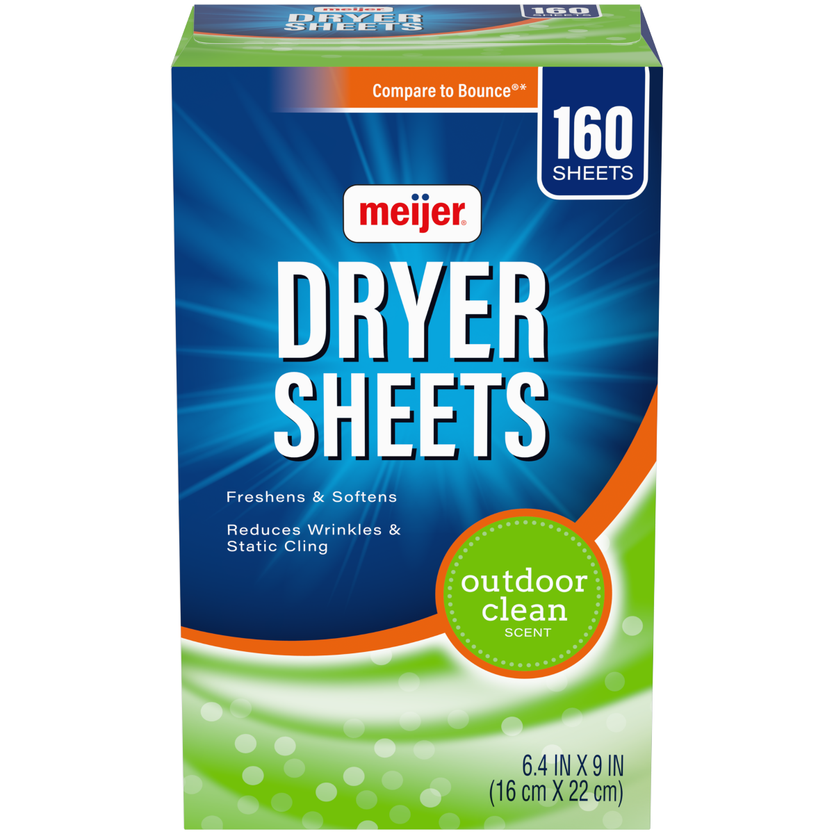 slide 3 of 5, Meijer Fabric Softener Dryer Sheets, Outdoor Clean scent, 160 ct