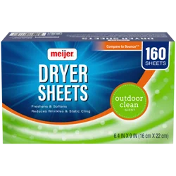 Meijer Fabric Softener Dryer Sheets, Outdoor Clean scent