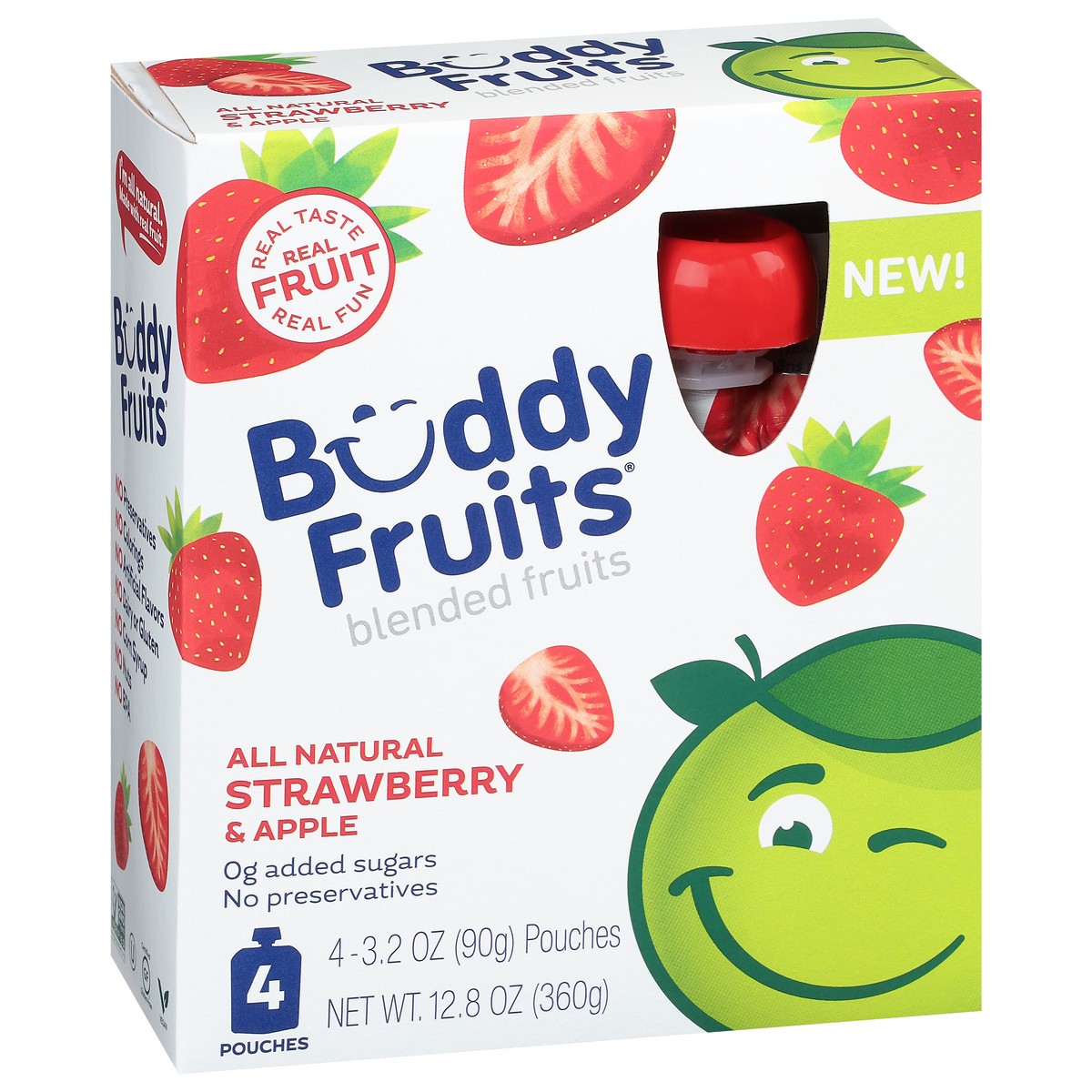 slide 6 of 9, Buddy Fruits Strawberry & Apple Blended Fruits 4 - 3.2 oz Pouches, 1 ct