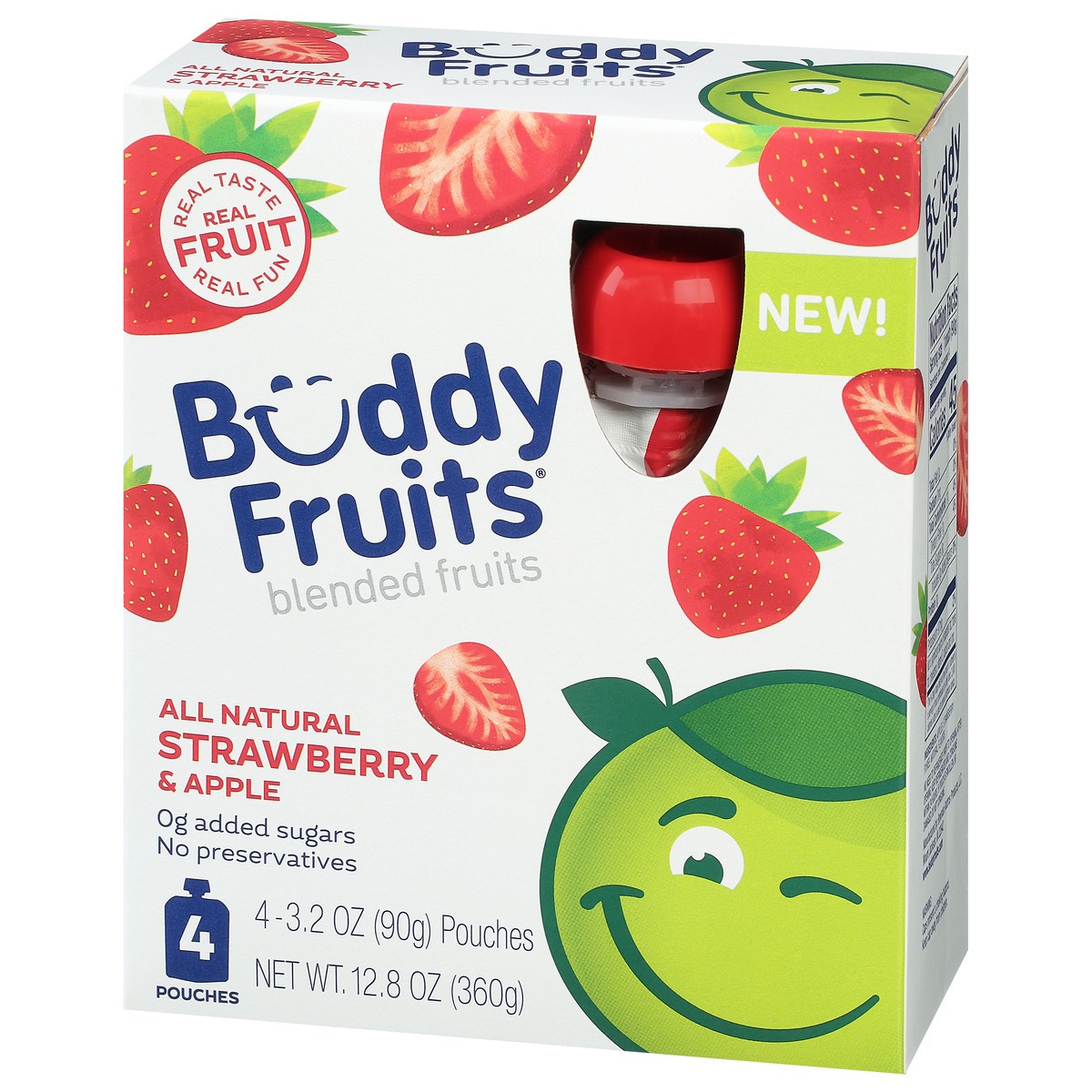 slide 2 of 9, Buddy Fruits Strawberry & Apple Blended Fruits 4 - 3.2 oz Pouches, 1 ct