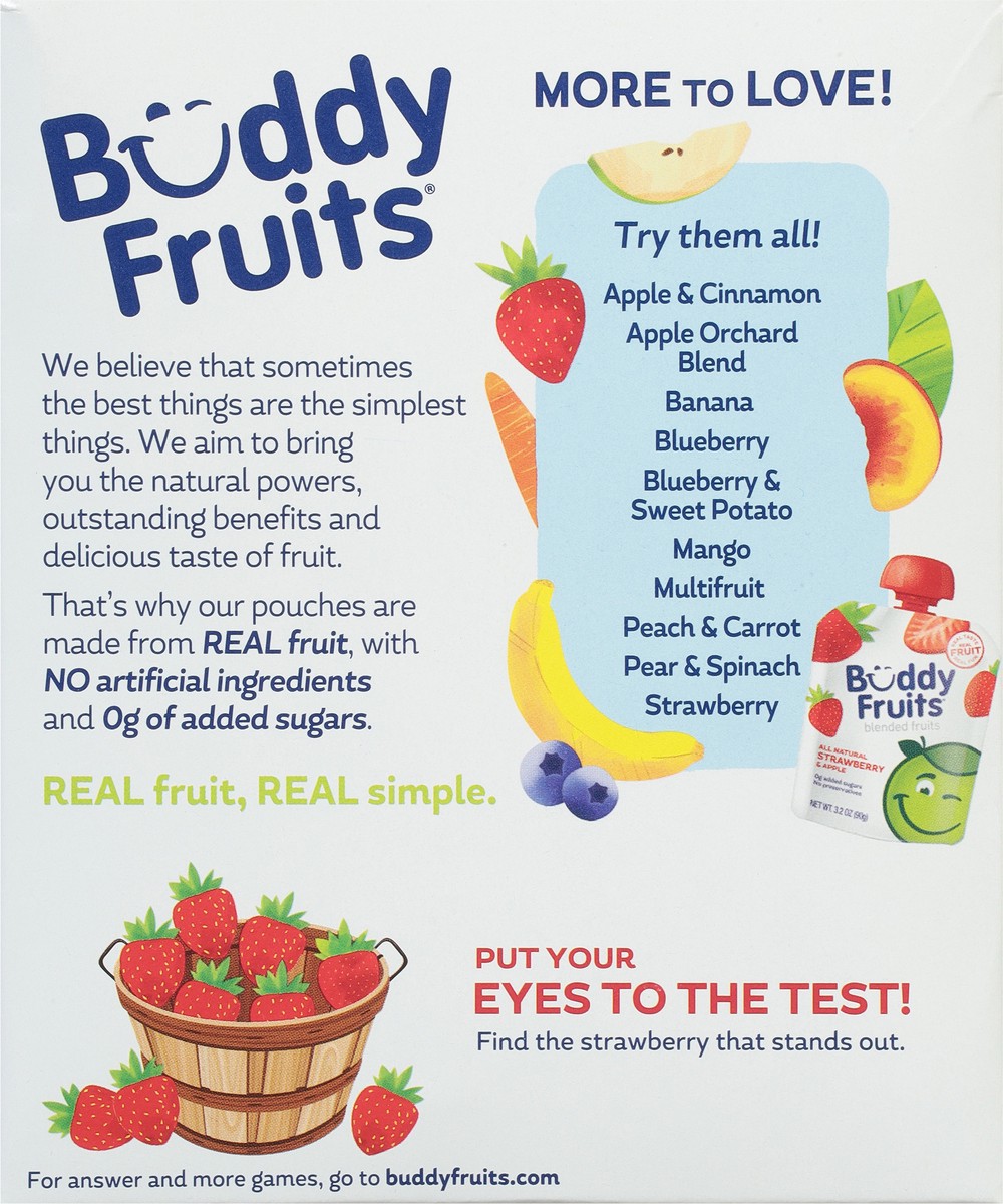 slide 8 of 9, Buddy Fruits Strawberry & Apple Blended Fruits 4 - 3.2 oz Pouches, 1 ct