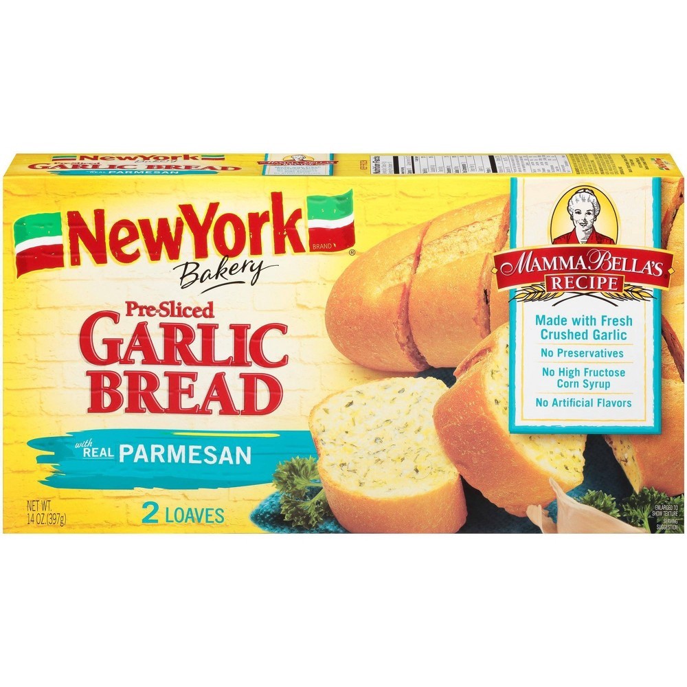 slide 2 of 3, New York Bakery Frozen Parmesan Garlic Bread, 14 oz