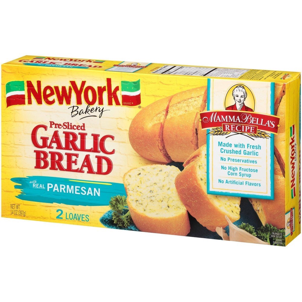 slide 3 of 3, New York Bakery Frozen Parmesan Garlic Bread, 14 oz
