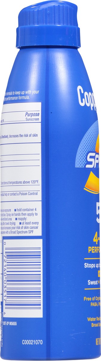 slide 8 of 9, Coppertone 4-in-1 Broad Spectrum SPF 50 Sport Sunscreen Spray 5.5 oz, 1 ct
