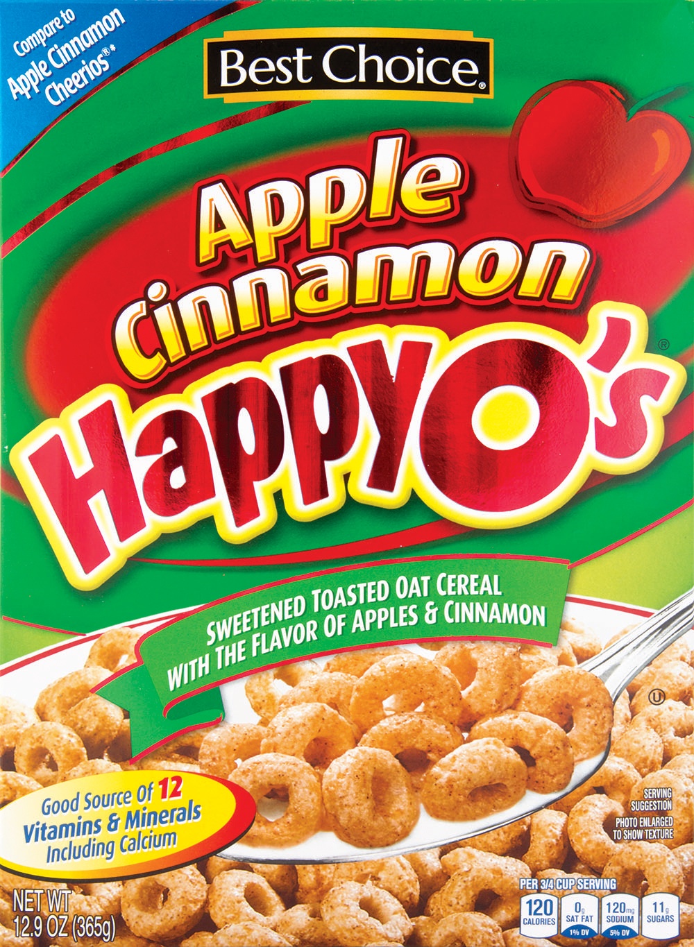 slide 1 of 1, Best Choice Apple Cinnamon Happy-Os, 12.9 oz