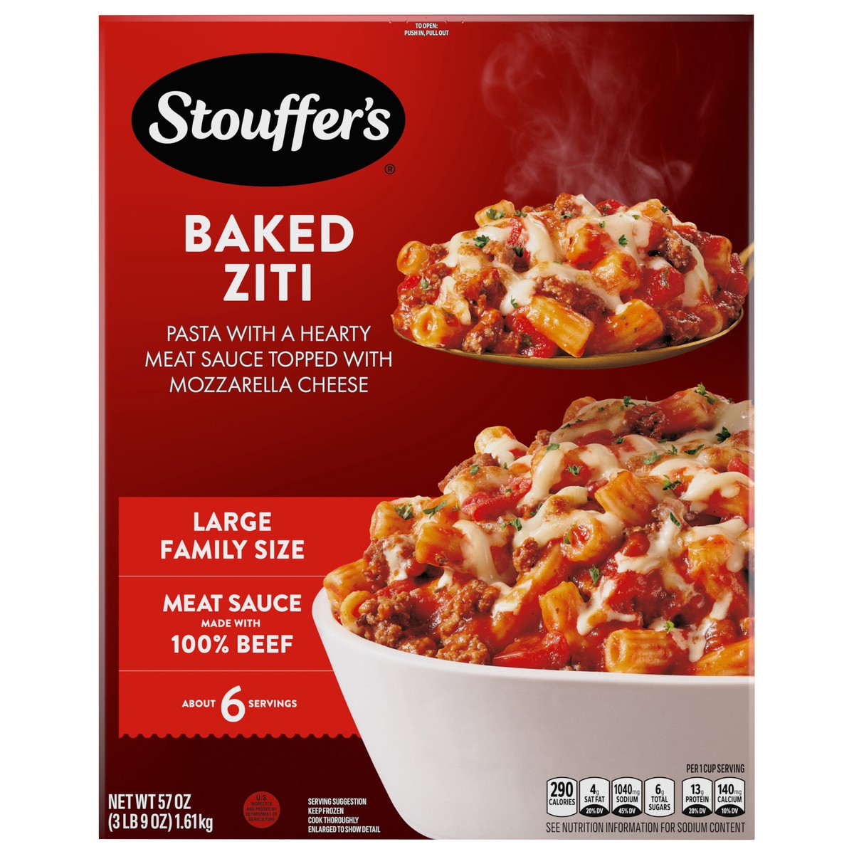 slide 1 of 8, STOUFFER'S Large Family Size Baked Ziti Frozen Meal 57 oz., 57 oz