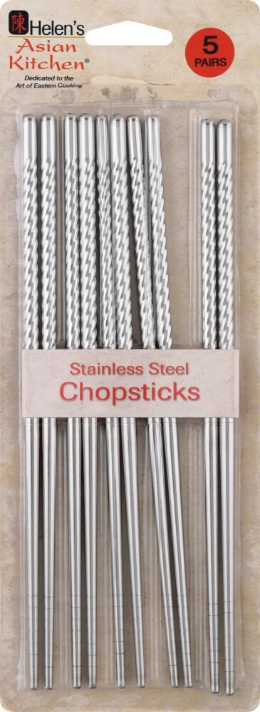 slide 2 of 3, Helen's Kitchen Stainless Steel Chopsticks, 10 ct