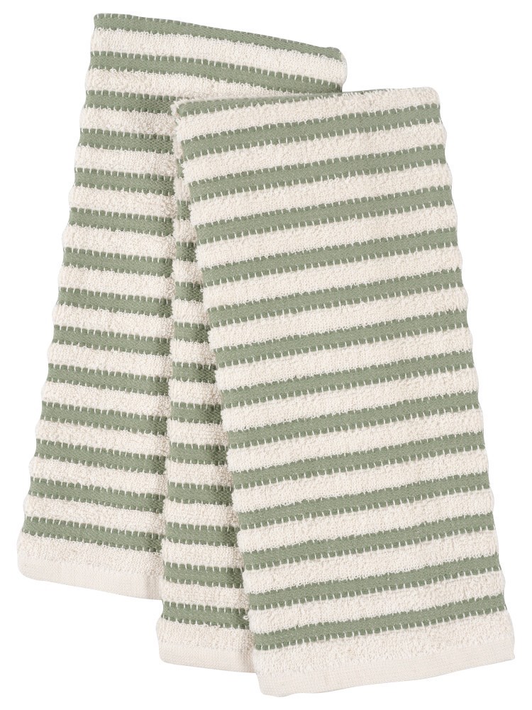 slide 1 of 1, Dash of That® Dobby Striped Terry Cloth Kitchen Towels - Green, 2 ct