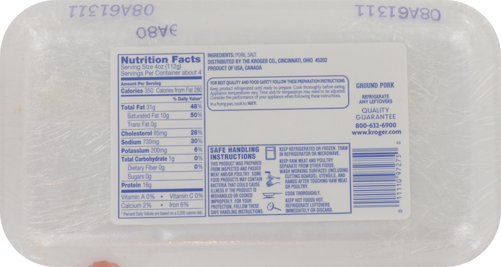 slide 2 of 3, Kroger Ground Pork, 16 oz