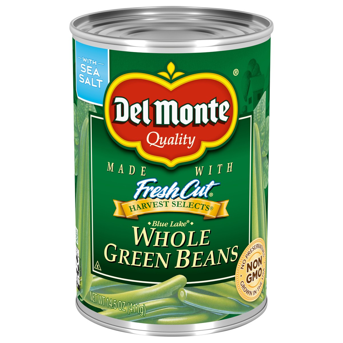 slide 1 of 7, Del Monte Harvest Selects Blue Lake Whole Green Beans, 14.5 oz Can, 14.5 oz