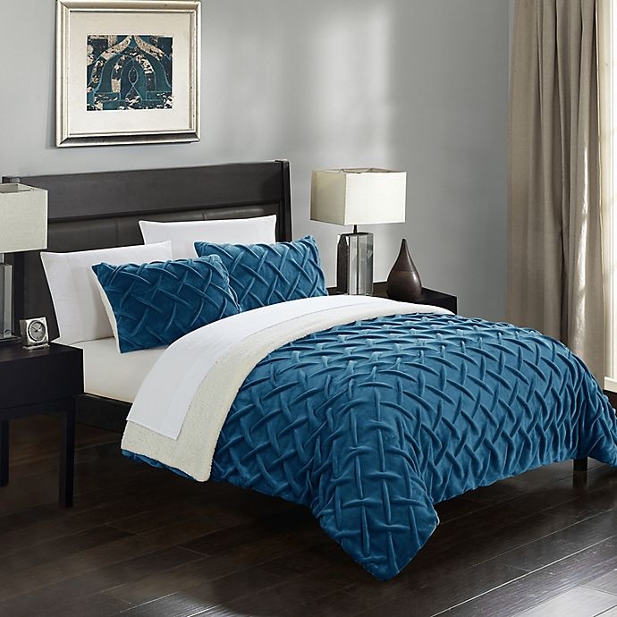 slide 1 of 4, Chic Home Thirsa Queen Comforter Set - Teal, 7 ct