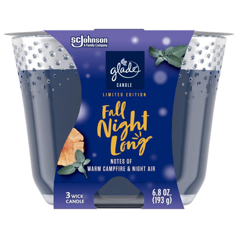slide 6 of 16, Glade Candle, 3 Wick Scented Candle, Fall Night Long, 6.8 oz, 6.8 oz