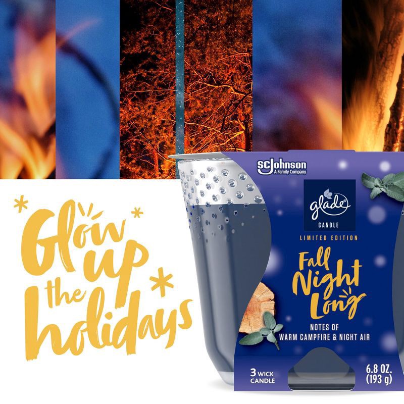 slide 11 of 16, Glade Candle, 3 Wick Scented Candle, Fall Night Long, 6.8 oz, 6.8 oz