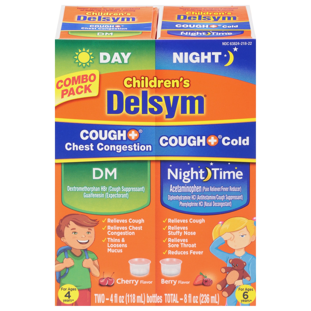 slide 1 of 1, DELSYM Children's Liquid - Cough Plus Day Nightofbottles, 2 ct