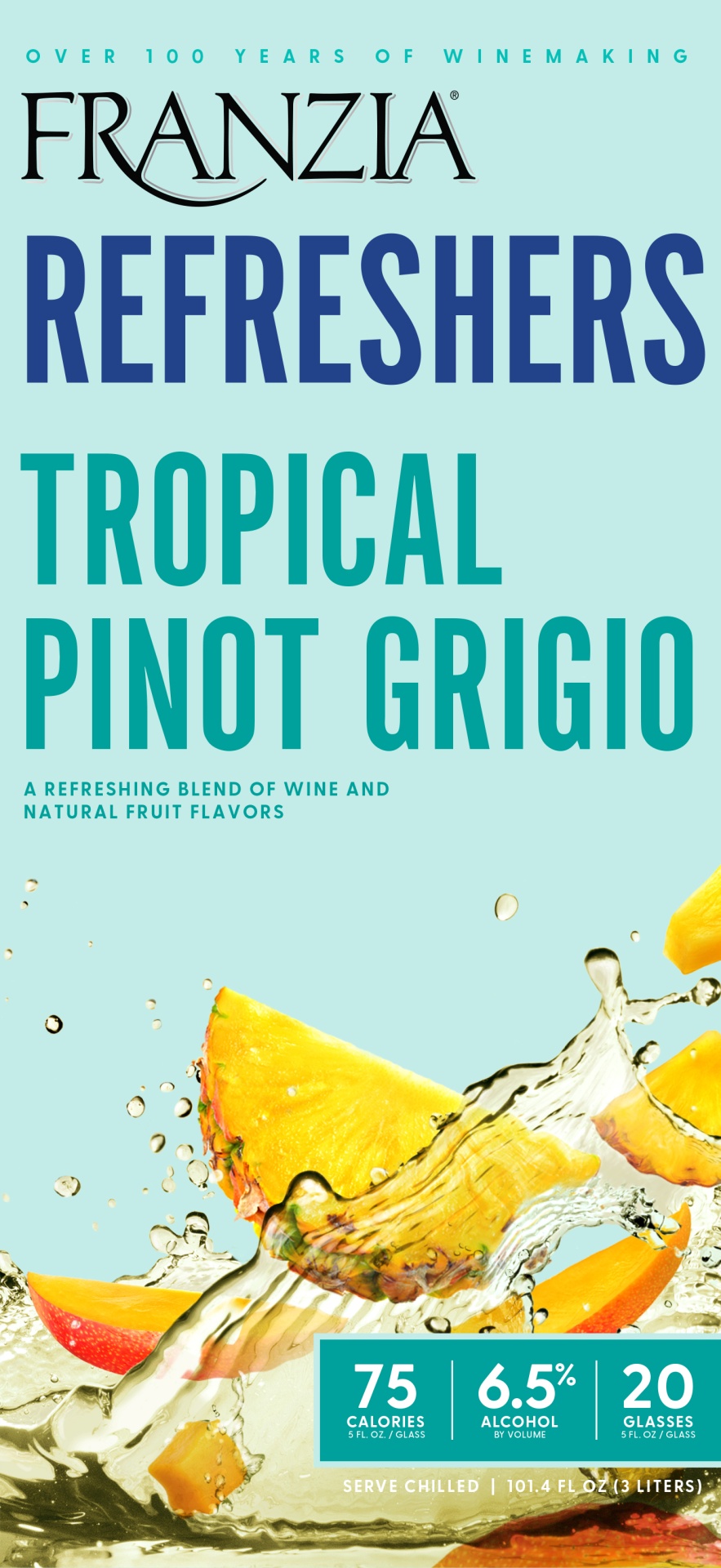 slide 2 of 5, Franzia Refreshers Tropical Pino Grigo Box White Wine, 3 liter