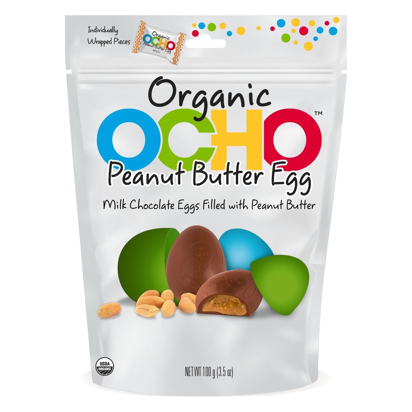 slide 1 of 1, OCHO Organic Milk Chocolate Peanut Butter Eggs, 3.5 oz