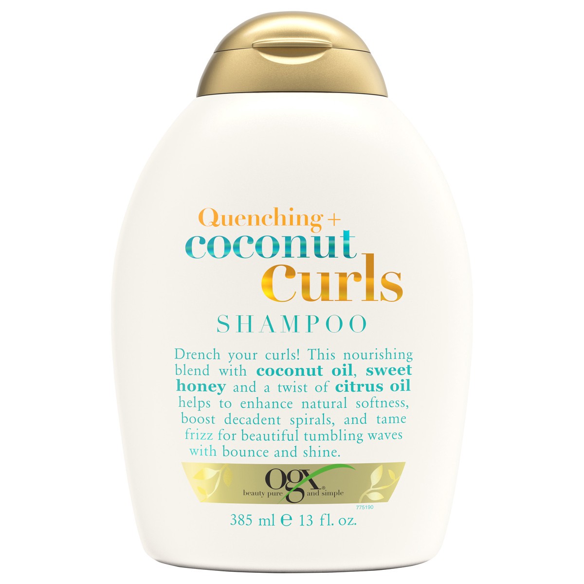 slide 1 of 5, OGX Quenching+ Coconut Curls Shampoo Curly Hair Shampoo with Coconut Oil, Citrus Oil & Honey - 13 fl oz, 13 fl oz