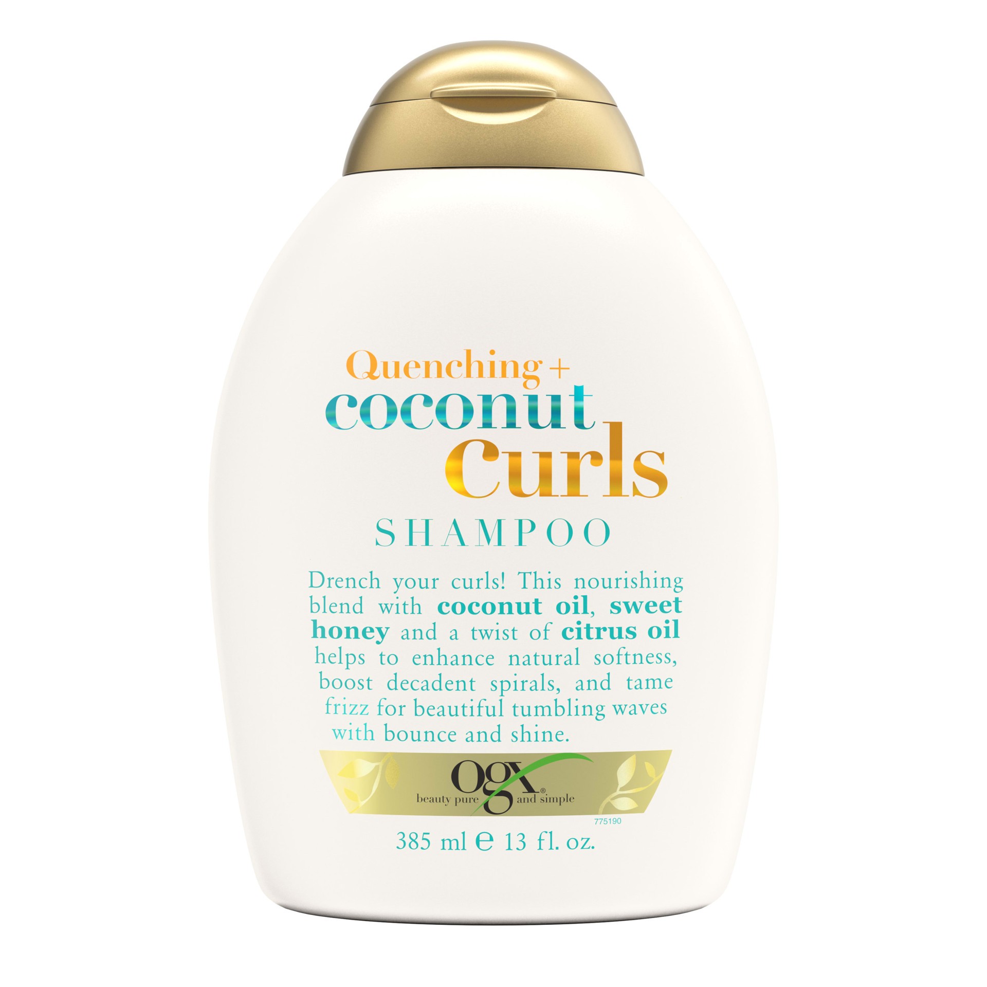 slide 1 of 5, OGX Quenching + Coconut Curls Curl-Defining Shampoo, Hydrating & Nourishing Curly Hair Shampoo with Coconut Oil, Citrus Oil & Honey, Paraben-Free, Sulfate-Free Surfactants, 13 fl oz