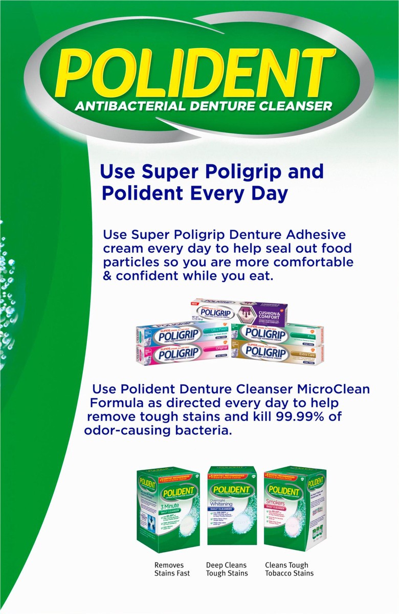 slide 11 of 11, Polident Smokers Antibacterial Effervescent Denture Cleaner Tablets - 120 Count, 120 ct