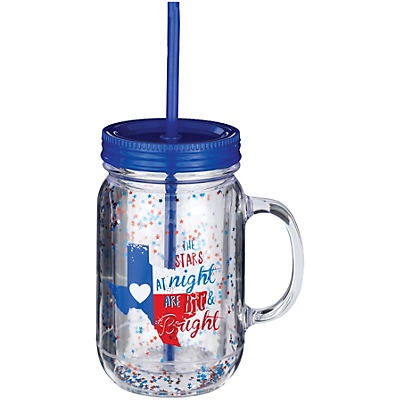 slide 1 of 1, Haven & Key Texas Stars At Night Melamine Double Wall Mason Jar Tumbler with Straw, 18 oz