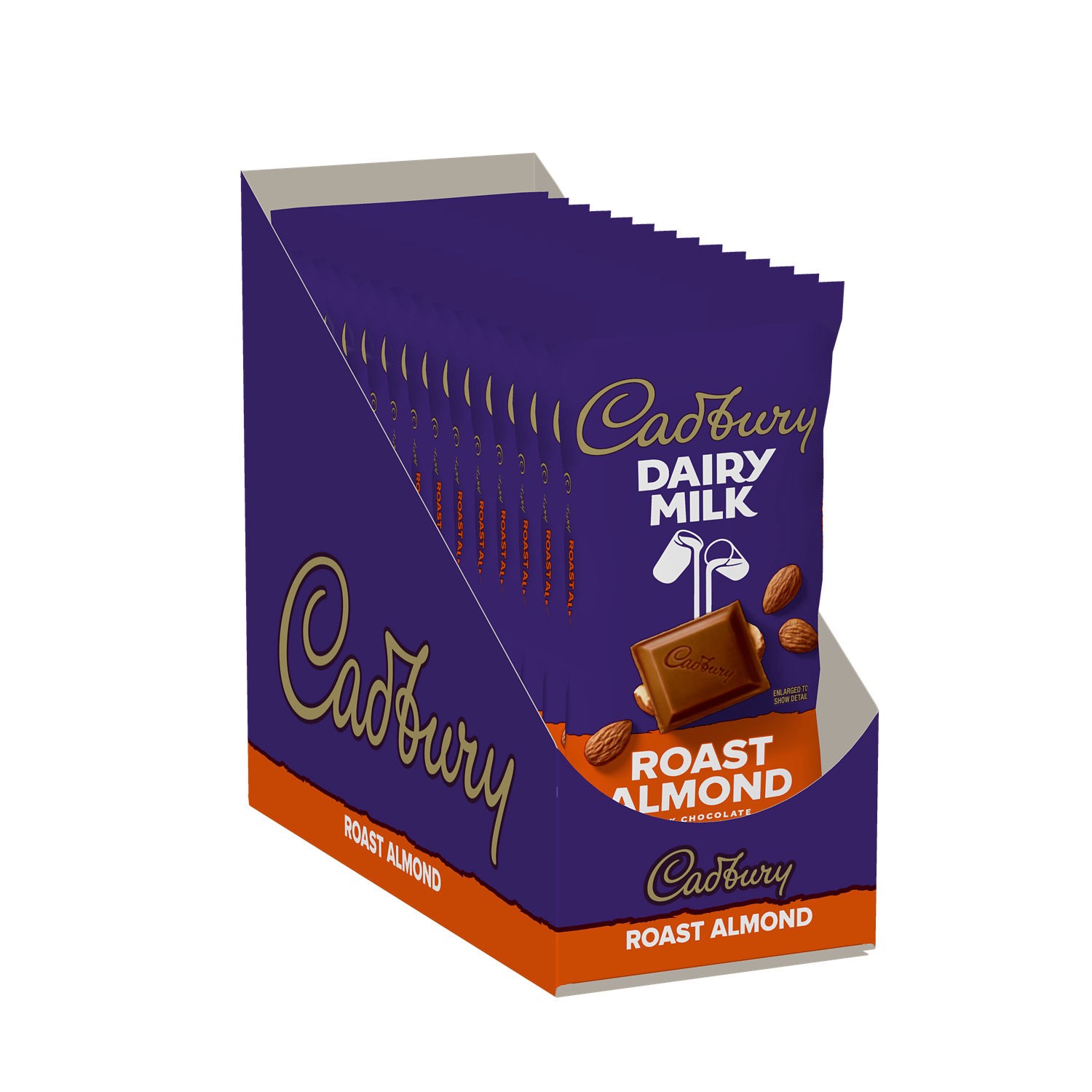 slide 1 of 6, Cadbury DAIRY MILK Roast Almond Milk Chocolate Candy Bars, 3.5 oz (14 Count), 3.5 oz