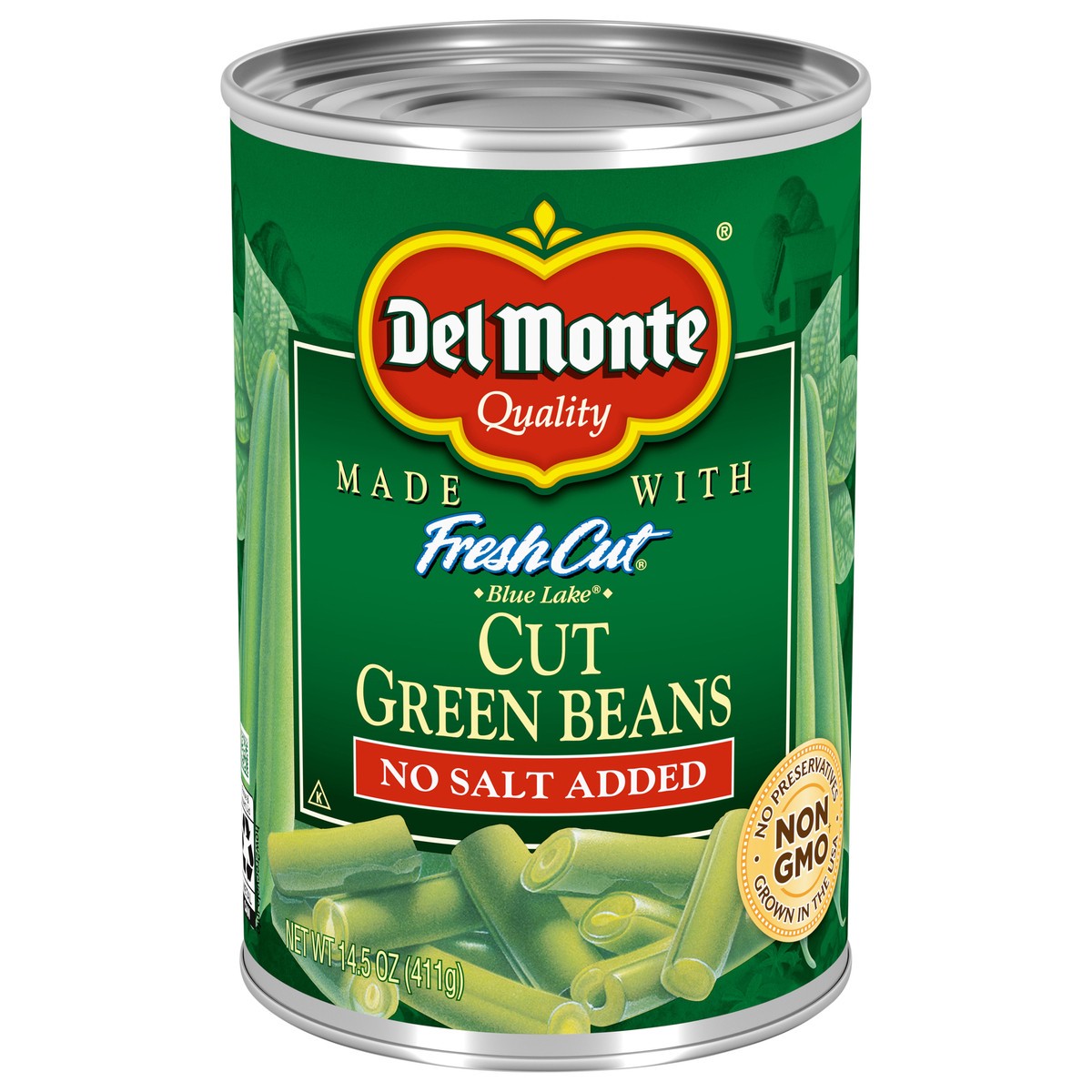 slide 1 of 7, Del Monte Fresh Cut Blue Lake Cut Green Beans, No Salt Added 14.5 oz Can, 14.5 oz