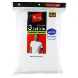 Hanes Men's Crew Neck T-Shirts, White, 2X-Large