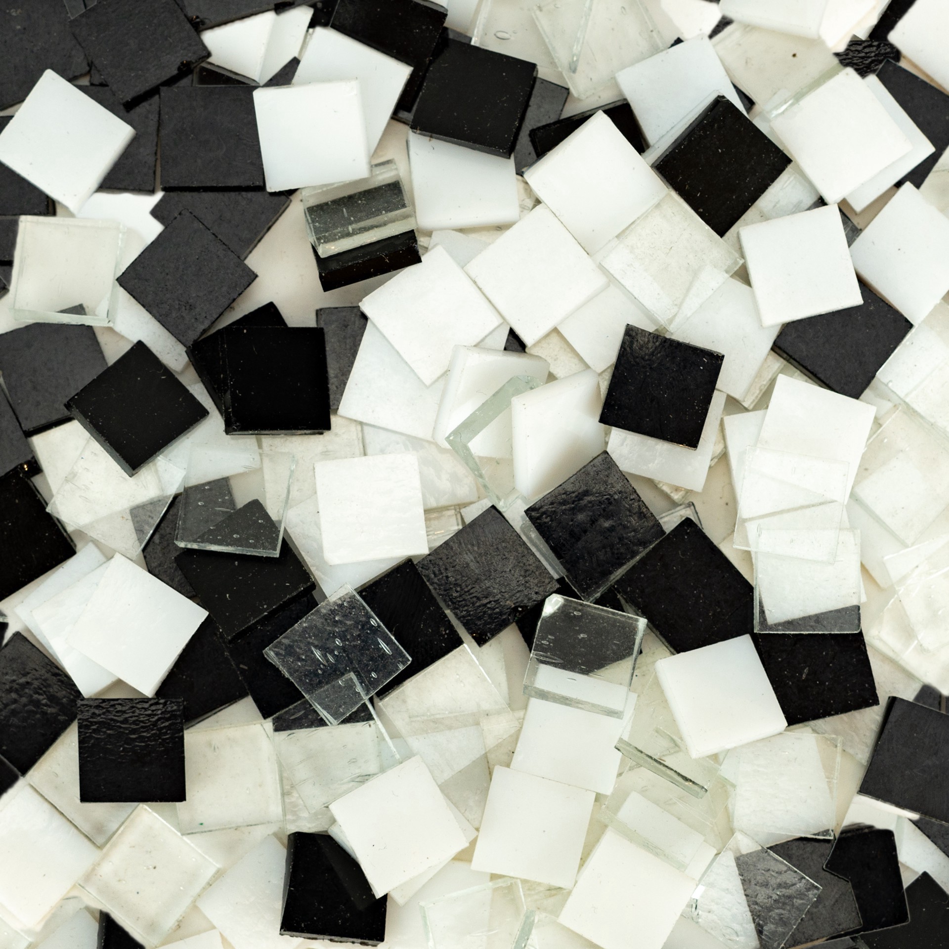 slide 2 of 2, Oceanside Glass & Tile Oceanside Compatible Small Black And White Mosaic Stained Glass Squares, 8oz., 8 oz