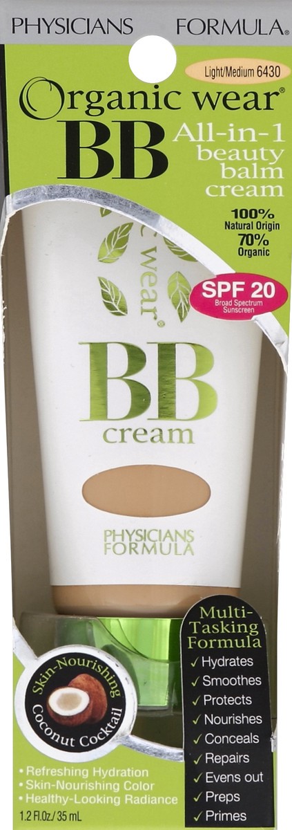 slide 4 of 4, Physicians Formula Organic Wear 100% Natural Origin BB Cream, Light/Medium, 1 ct