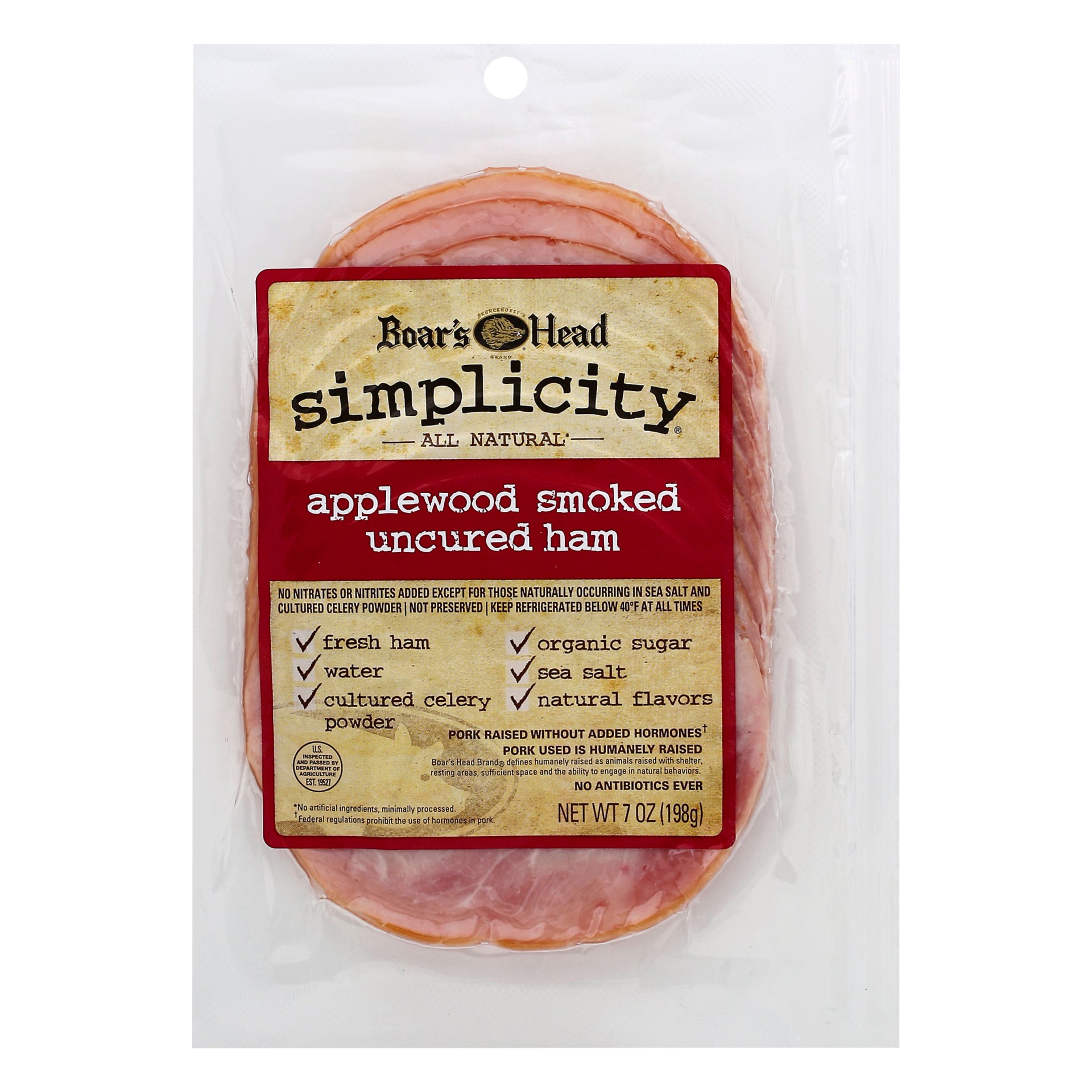 slide 1 of 1, Boar's Head Simplicity All Natural Applewood Smoked Uncured Ham, 1 ct