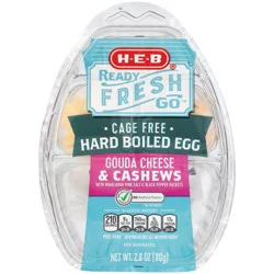 H-E-B Ready, Fresh, Go! Snack Tray - Cage-Free Hard Boiled Egg, Gouda Cheese & Cashews