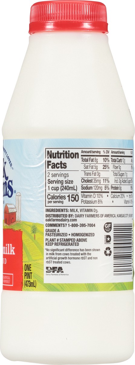 slide 13 of 14, Oak Farms Vitamin D Whole Milk 1 Pt, 1 pint
