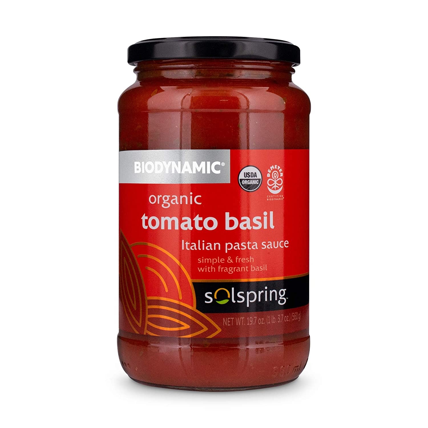 slide 1 of 1, Solspring Biodynamic Organic Tomato Basil Italian Pasta Sauce, 19.7 oz