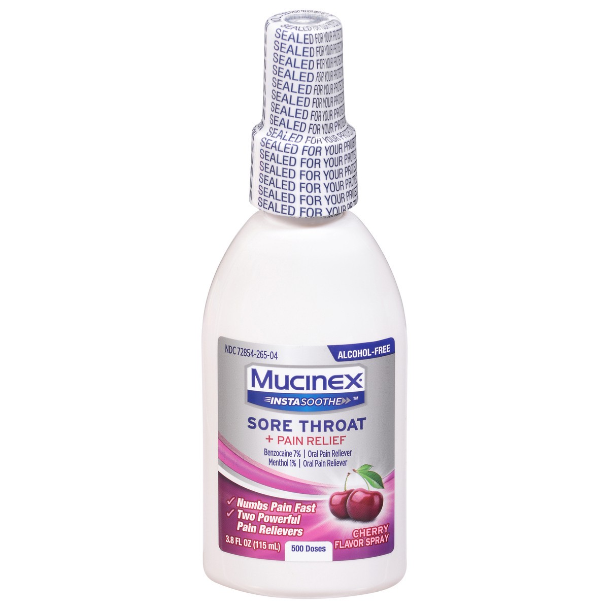 slide 1 of 9, Mucinex InstaSoothe Spray Cherry Flavor Sore Throat + Pain Relief 3.8 fl oz, 3.8 fl oz