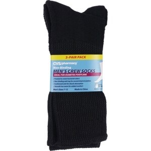 slide 1 of 1, CVS Health Men's Non-Binding Crew Socks, Men 7-12, 3 ct